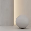 Gray Cylinder and Sphere Components in Minimalist Interior With Smooth Surface Texture 3d model