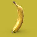 Isolated Fresh Ripe Yellow Banana With Brown Spots On Green Background
