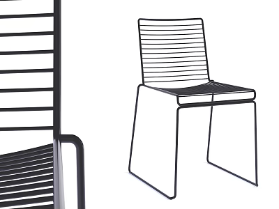 Modern Minimalist Leisure Chair Design With Slatted Back And Sleek Frame Structure 3d model