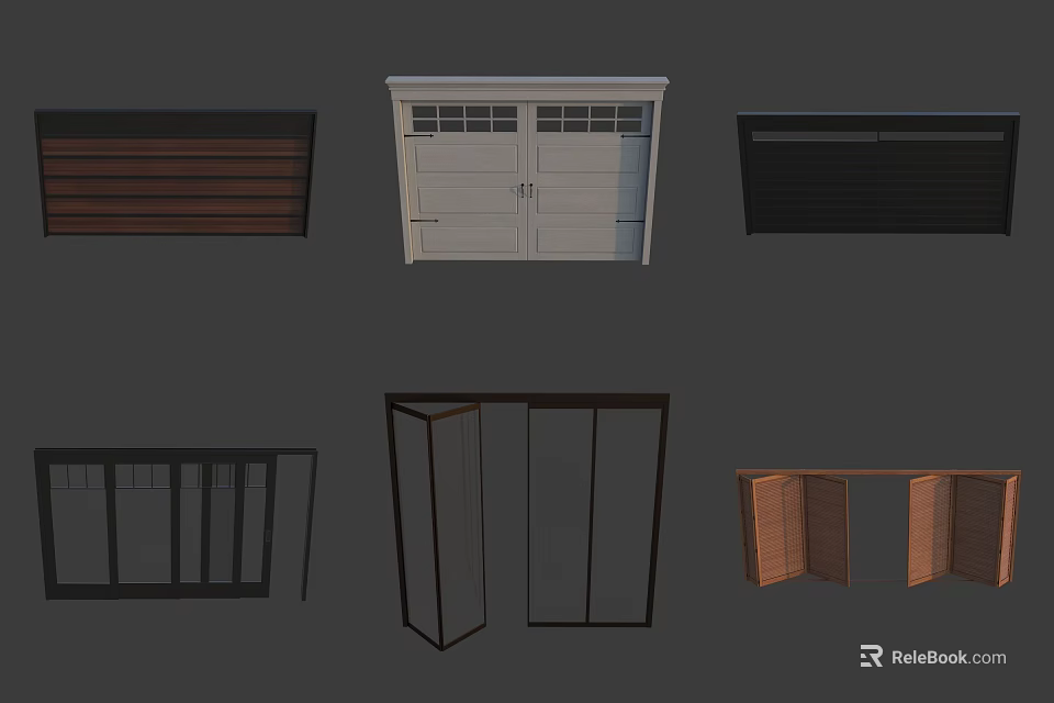 Double Doors With Various Materials And Styles For Home Interior Design Options 3d model