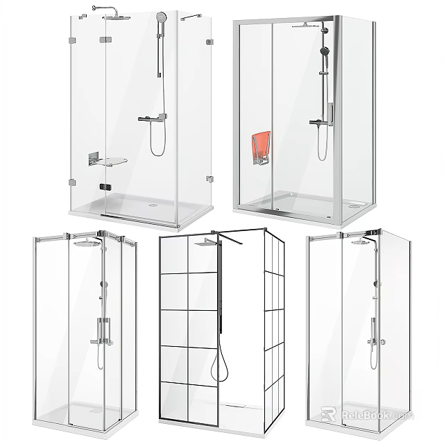 Modern Transparent Glass Shower Sauna Enclosures With Different Design Styles And Configurations 3d model 
