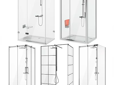 Modern Transparent Glass Shower Sauna Enclosures With Different Design Styles And Configurations 3d model