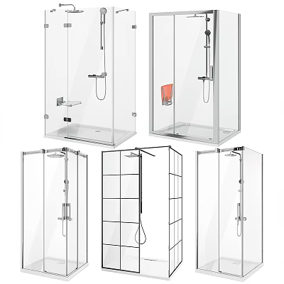 Modern Transparent Glass Shower Sauna Enclosures With Different Design Styles And Configurations 3d model