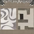 Modern Square Rugs With Abstract Curves And Geometric Patterns On Wooden Floor