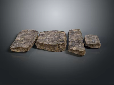 Textured Natural Stone Components with Various Shapes for Garden Landscape Decoration 3d model
