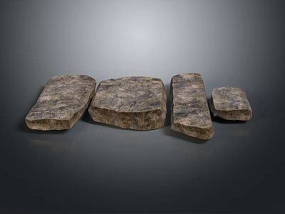 Textured Natural Stone Components with Various Shapes for Garden Landscape Decoration 3d model