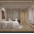Modern SPA Sauna Interior With Two Massage Beds Lighting Decor Mirrors And City Night View