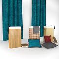 Teal Curtains Woven Storage Baskets And Colorful Pillows For Cozy Home Essentials