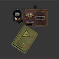 Industrial Distribution Box Green Open Cover Internal Meters Terminal Blocks Warning Symbol 2302 A168