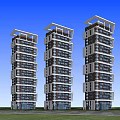 Three Modern High Rise Residential Buildings With Glass Facades And Structured Balconies Exterior Design