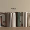 Poliform Clothing Store Showcasing Various Colored Curtain Fabric Samples With Display Racks And Mirrors