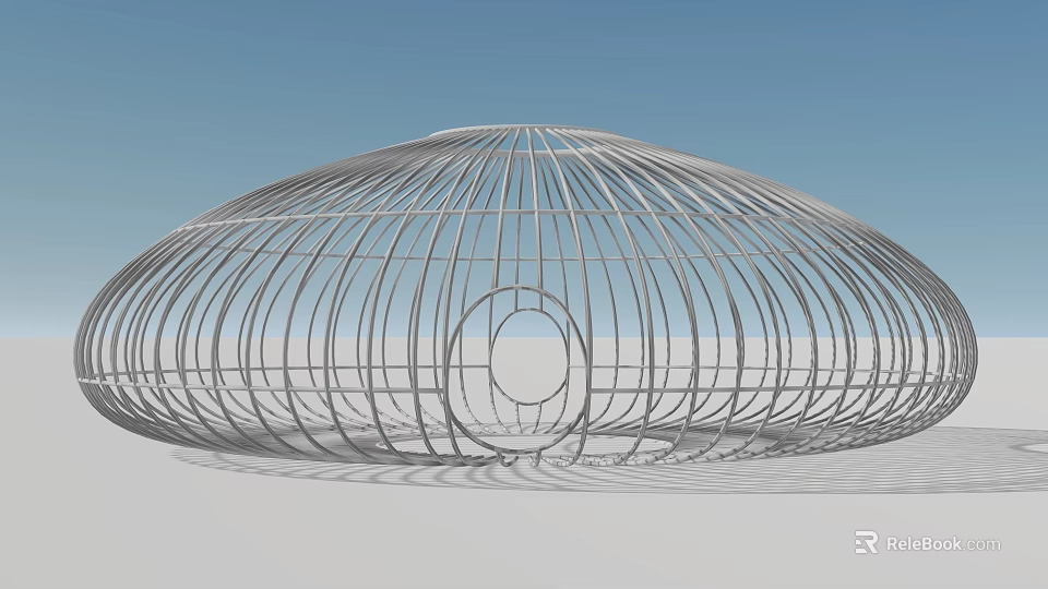 Garden Ornament With Domed Metal Frame Structure For Outdoor Decoration 3d model 