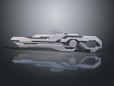 Futuristic Metallic Weapon Design With Sleek Geometric Shapes And Reflective Surface 3d model