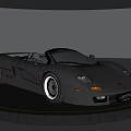 Black Convertible Sports Car With Shiny Exterior On Circular Display Platform