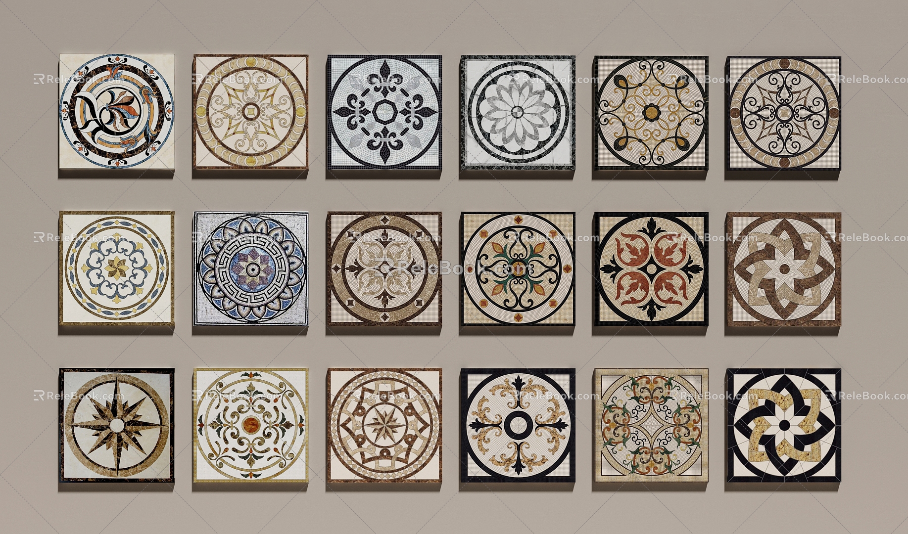 Stone mosaic floor tile mosaic floor tile tile 3d model