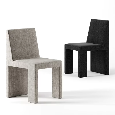 Modern Minimalist Accent Chairs in Gray and Black Fabric Upholstered Design 3d model