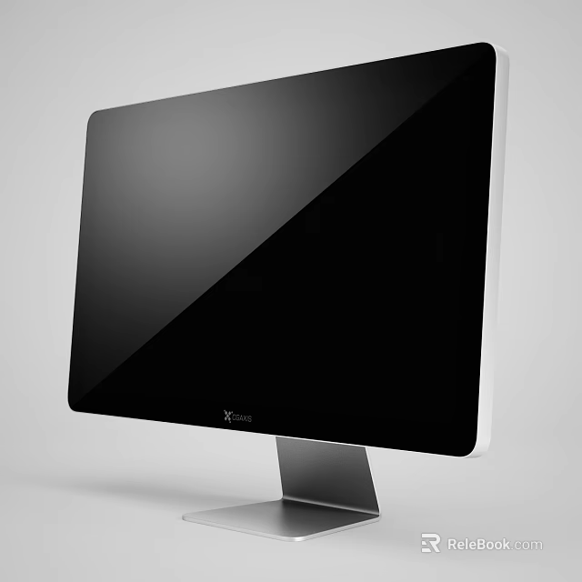Sleek Modern Computer Monitor With Black Screen Narrow Bezel And Silver Metal Stand 3d model 