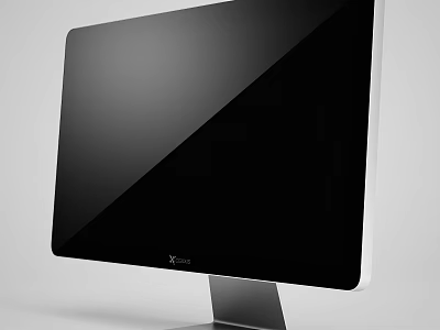 Sleek Modern Computer Monitor With Black Screen Narrow Bezel And Silver Metal Stand 3d model