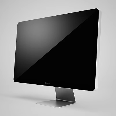 Sleek Modern Computer Monitor With Black Screen Narrow Bezel And Silver Metal Stand 3d model