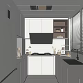 Modern Kitchen Interior Design With White Cabinets Black Range Hood And Window Blinds