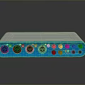 Professional Blue White Audio Interface With Multiple Ports Knobs And Indicator Lights