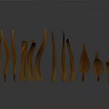 Vibrant Orange Plant Stems with Slender Curved Shapes Arranged in a Row Against Dark Background