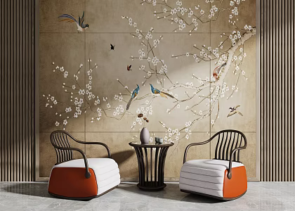 New Chinese Style Leisure Sofa Combination Rocking Chair Leisure Chair 3d model