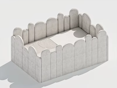 Modern White Baby Cot With Arched Segmented Railings And Simple Design 3d model