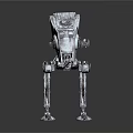 Silver Armored Four Legged Mechanical Creature Walker With Metallic Body And Robotic Legs