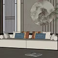 New Chinese Double Sofa Multi-Person Sofa 3d model