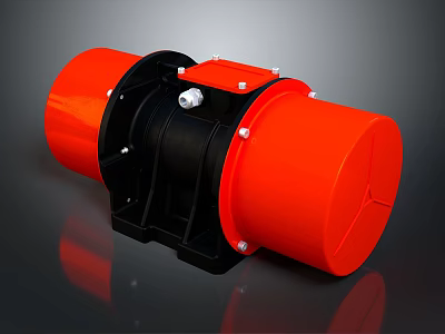Vibrating Motor With Orange Cylindrical Housing Black Central Section And Metal Bolts For Industrial Machinery 3d model