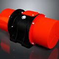 Vibrating Motor With Orange Cylindrical Housing Black Central Section And Metal Bolts For Industrial Machinery
