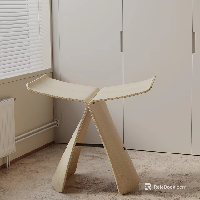 Modern Wooden Side Table With Unique Cross Leg Design In Indoor Corner 3d model 