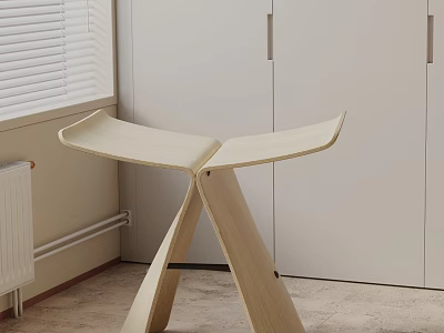 Modern Wooden Side Table With Unique Cross Leg Design In Indoor Corner 3d model