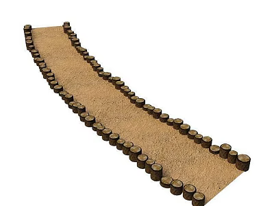 Garden Landscape Curved Pathway Bordered With Brown Bricks And Sand Soil Surface 3d model