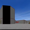 Industrial Factory Building With Red Roof Design Green Trees Surrounding Spacious Layout And Parking Area