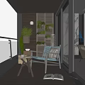 Cozy Home Balcony With Wooden Floor Green Plants Outdoor Seating And Scenic Mountain View