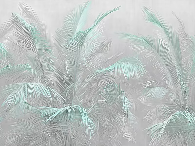 Light Green Palm Leaves On Light Gray Background With Fresh Natural Style 3d model