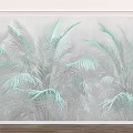 Light Green Palm Leaves On Light Gray Background With Fresh Natural Style