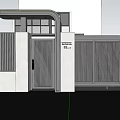 Modern Entrance Gate With White Wall Black Fence Canopy Porch And Windows