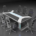 Modern Conference Tables With LED Strip Lights And Black White Sleek Design
