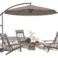 Modern Outdoor Leisure Table and Chair Recliner Outdoor Chair Vase Ornaments 3d model