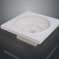 Modern White Square Stone Component with Circular Recess and Smooth Base 3d model