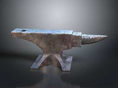 Traditional Forging Anvil Tool Featuring Heavy Metal Base And Horn Design 3d model