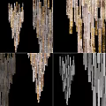 Elegant Modern Chandelier Design With Gold And Silver Metal Linear Hanging Strips