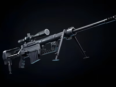 Tactical Sniper Rifle with High Power Scope Adjustable Bipod Modern Military Design 3d model