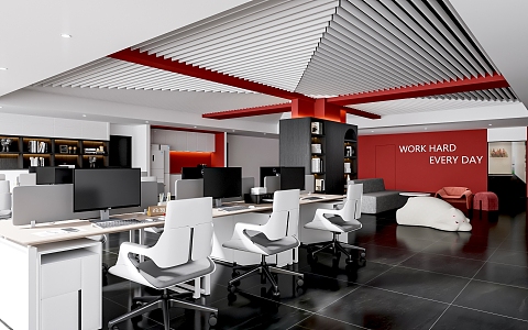 Modern public office area 3d model