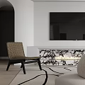 Modern Living Dining Room Interior With Beige Sofa Dining Table Pendant Light And Patterned Rug 3d model