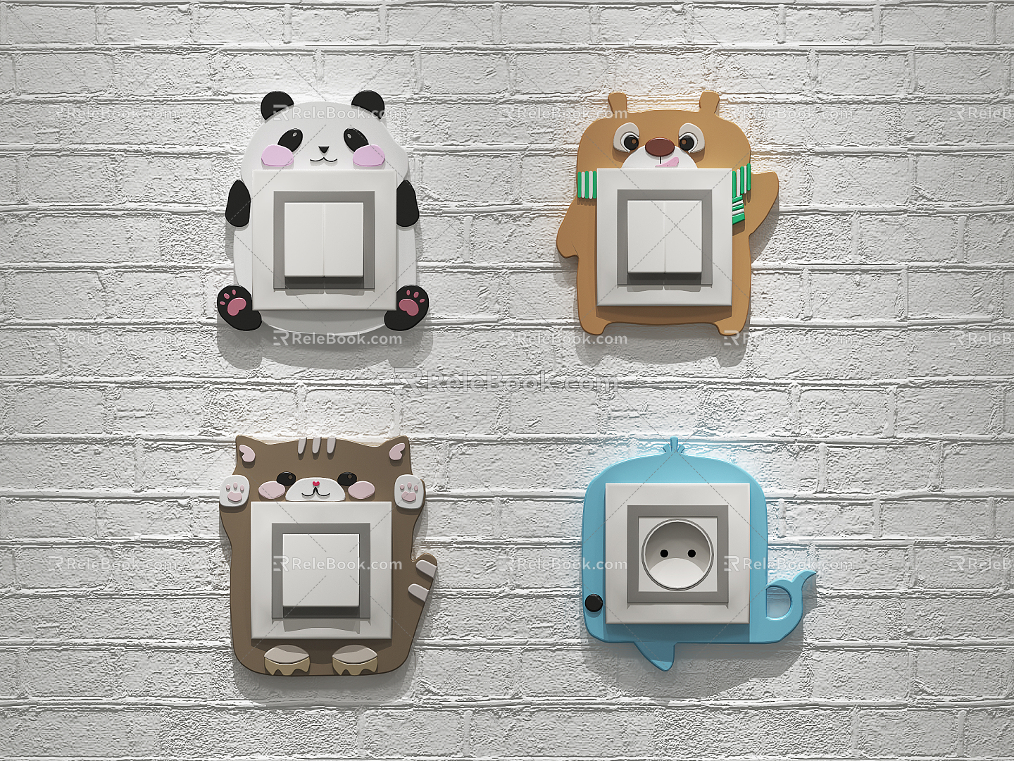 Modern switch cartoon cute switch socket 3d model