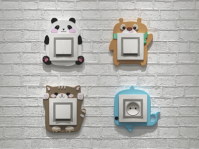 Modern switch cartoon cute switch socket 3d model